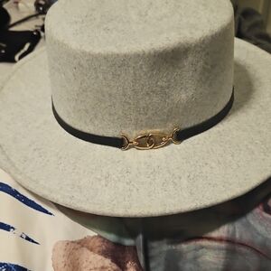 Stylish Gray Hat with Gold Accent